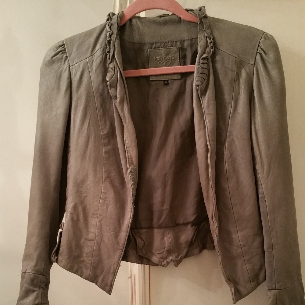 Top Shop Dove Grey leather jacket UK sz 10 US sz 6
